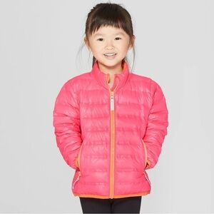 Cat & Jack Hot Pink Puffer Jacket with Peach Lining